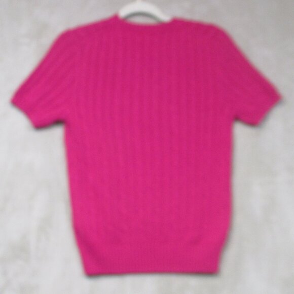 NWT Polo Ralph Lauren Cable Knit Crewneck Short Sleeve Pink Sweater Women's M - Picture 10 of 10